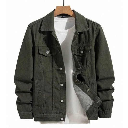 BOTTLE GREEN DENIM JACKET - UNISEX